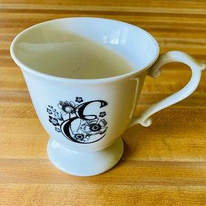 Anthropologie Missus Monogram “E” Pedestal Tea Cup Mug EUC
